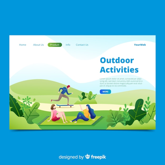 Hand drawn outdoor activities landing page