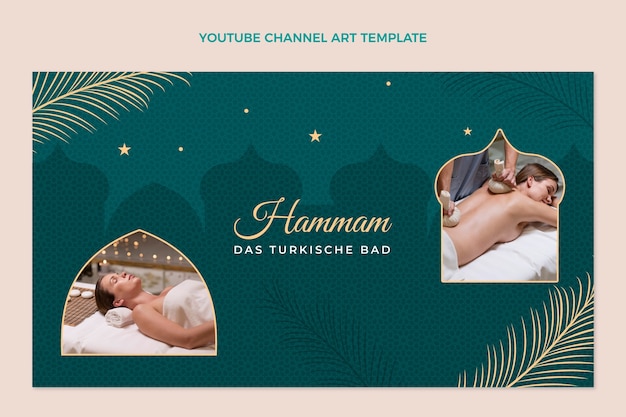 Free vector hand drawn outline hammam youtube channel art