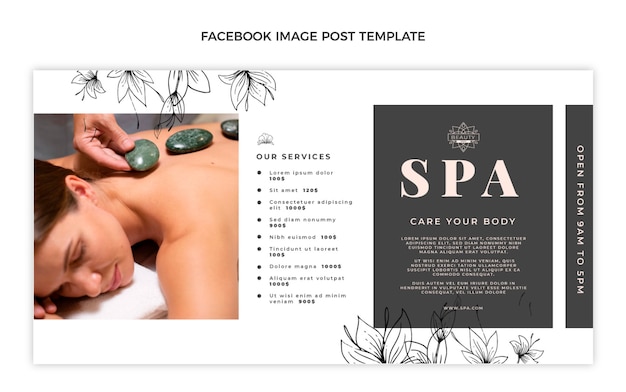 Free vector hand drawn outline spa social media post template