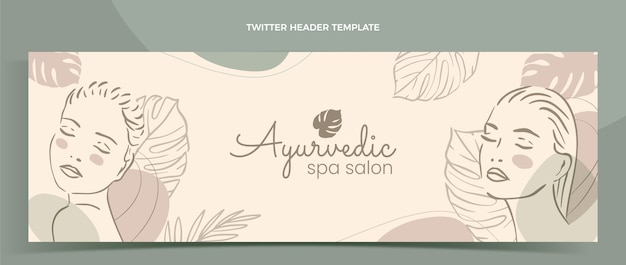 Free vector hand drawn outline spa twitter header