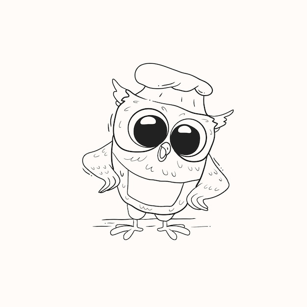 Hand drawn owl outline illustration