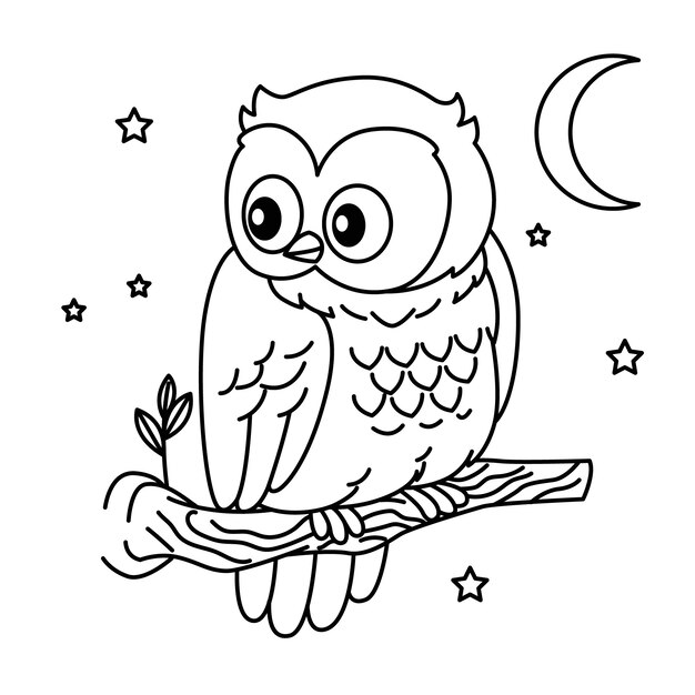 Hand drawn owl outline illustration
