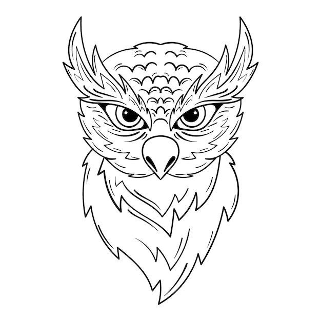 Hand drawn owl outline illustration