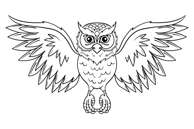 Hand drawn owl outline illustration