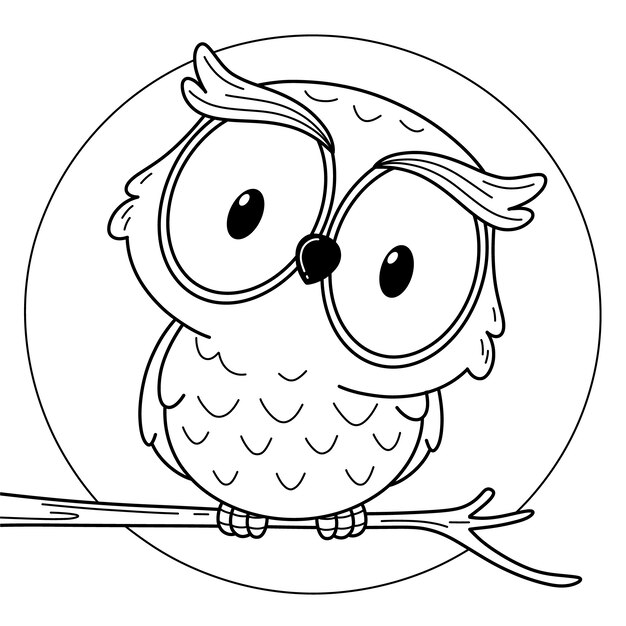 Hand drawn owl outline illustration