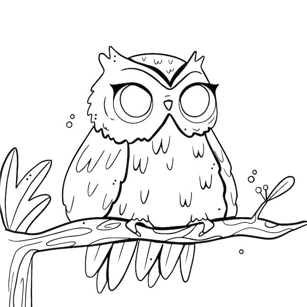 Hand drawn owl outline illustration