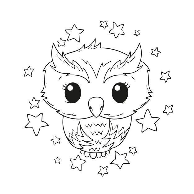 Hand drawn owl outline illustration