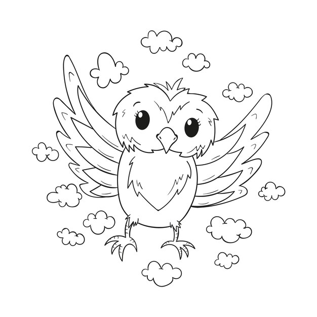 Hand drawn owl outline illustration