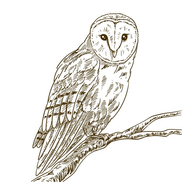 Hand drawn owl outline illustration