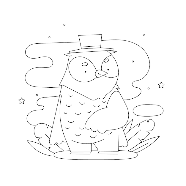 Hand drawn owl outline illustration