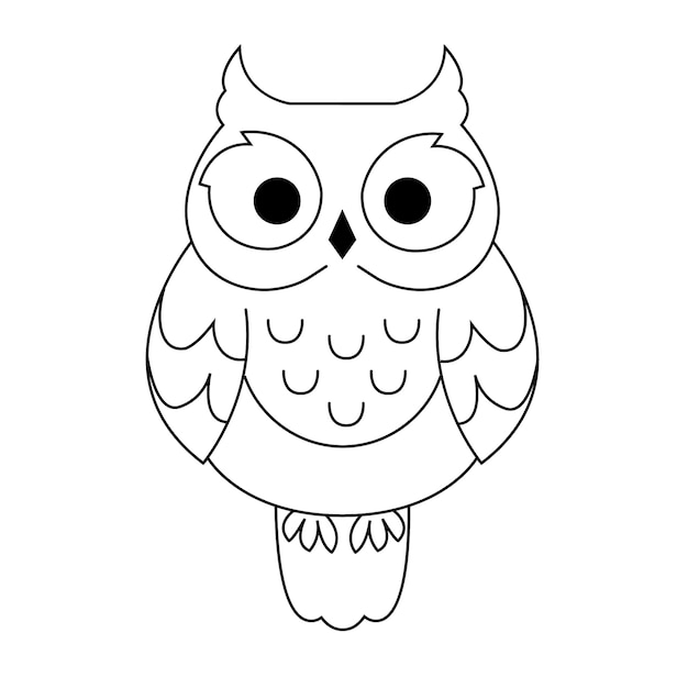 Бесплатное векторное изображение Нарисованная рукой иллюстрация контура совы