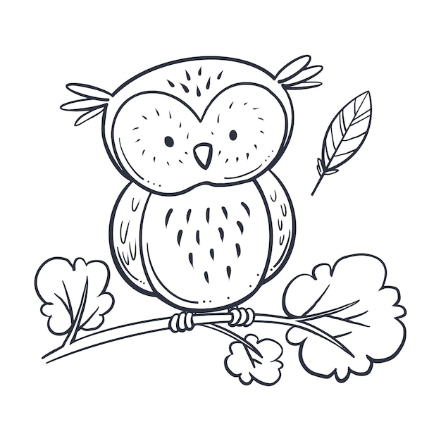 Hand drawn owl outline illustration