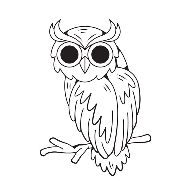 Hand drawn owl outline illustration