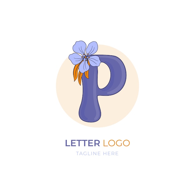 Hand drawn p logo template