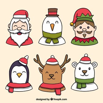 Hand drawn pack of christmas characters