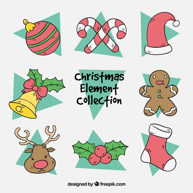 Hand drawn pack of christmas elements