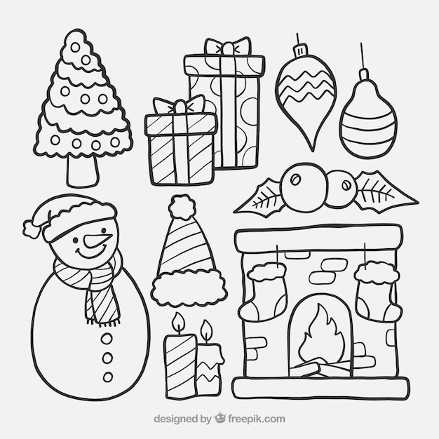 Hand drawn pack of christmas ornaments