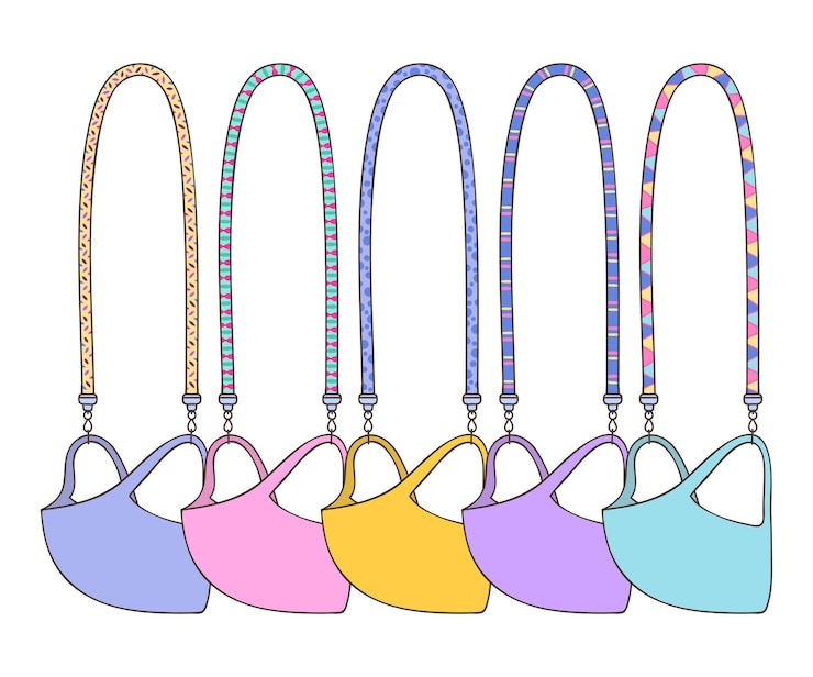 Free Vector hand drawn pack of face mask lanyard