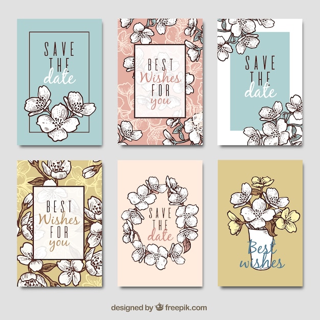 Free vector hand drawn pack of jasmine cards