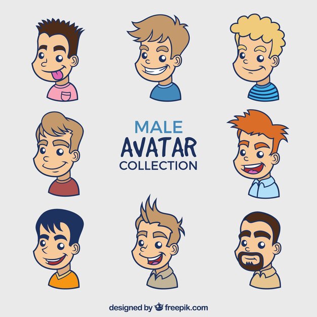 Hand drawn pack of male avatars