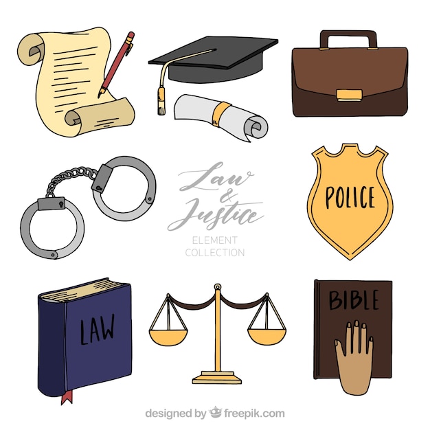 Бесплатное векторное изображение Направленная партия элементов закона и правосудия