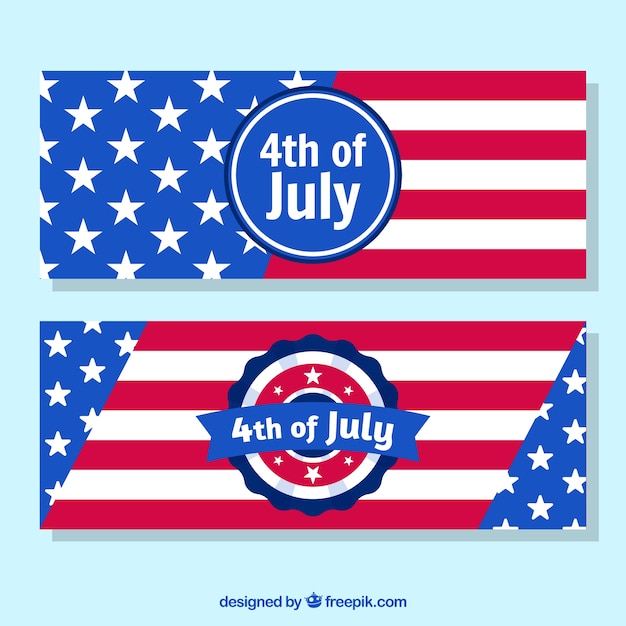 Free vector hand drawn pack of usa indepence banners