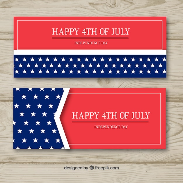 Free vector hand drawn pack of usa indepence banners