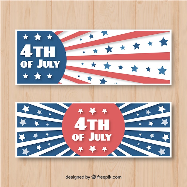 Free vector hand drawn pack of usa indepence banners