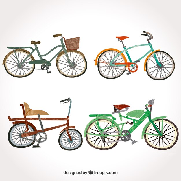 Ручной набор старинных велосипедов