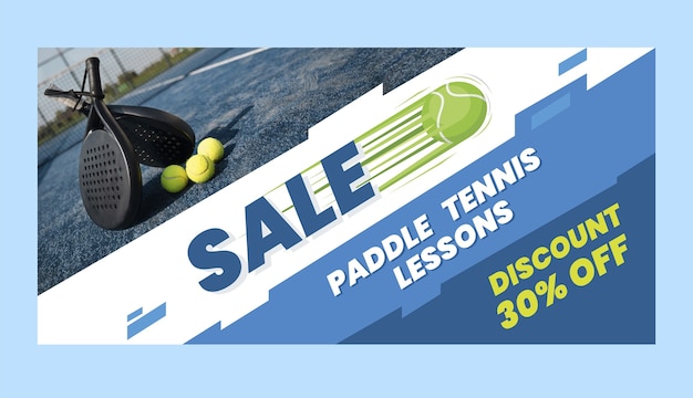 Vettore gratuito banner di vendita di paddle tennis disegnato a mano