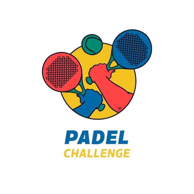 Vettore gratuito modello di logo padel disegnato a mano