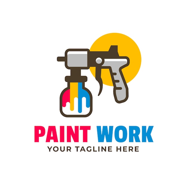 Hand drawn  paint gun logo design