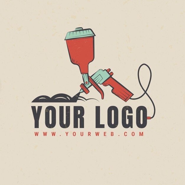 Hand drawn paint gun logo template