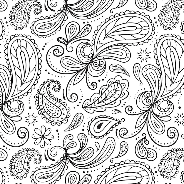 Hand drawn paisley pattern design