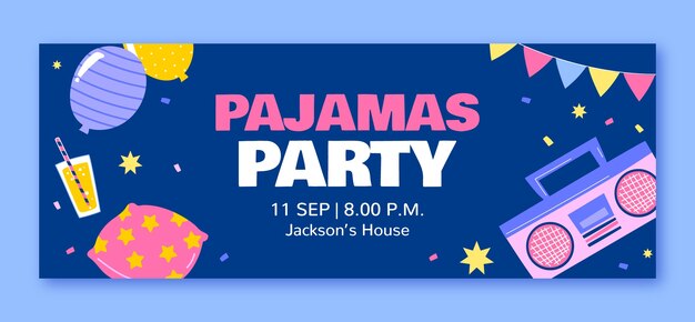 Hand drawn pajamas party facebook cover template