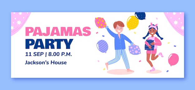 Free vector hand drawn pajamas party facebook cover template
