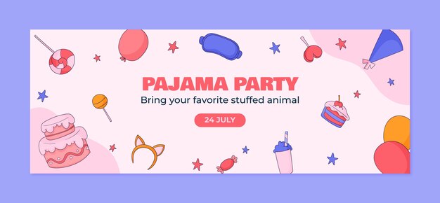 hand drawn pajamas party facebook cover