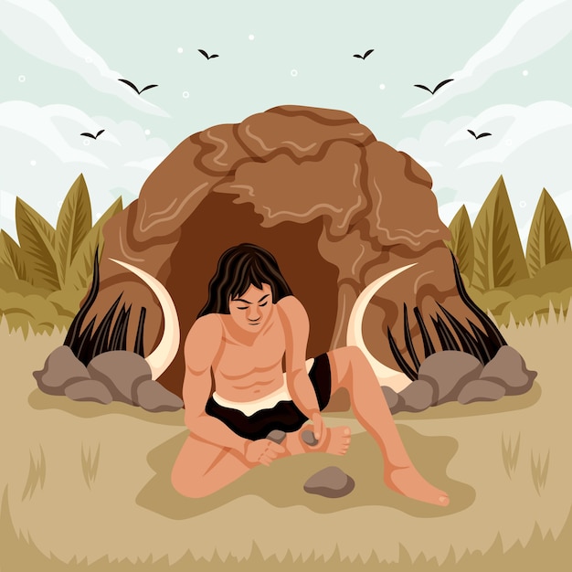 Hand drawn paleolithic illustration