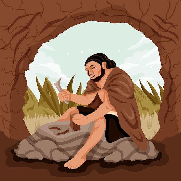 Hand drawn paleolithic illustration