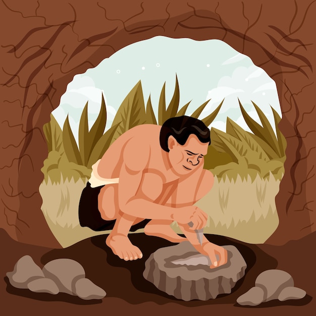 Free vector hand drawn paleolithic illustration