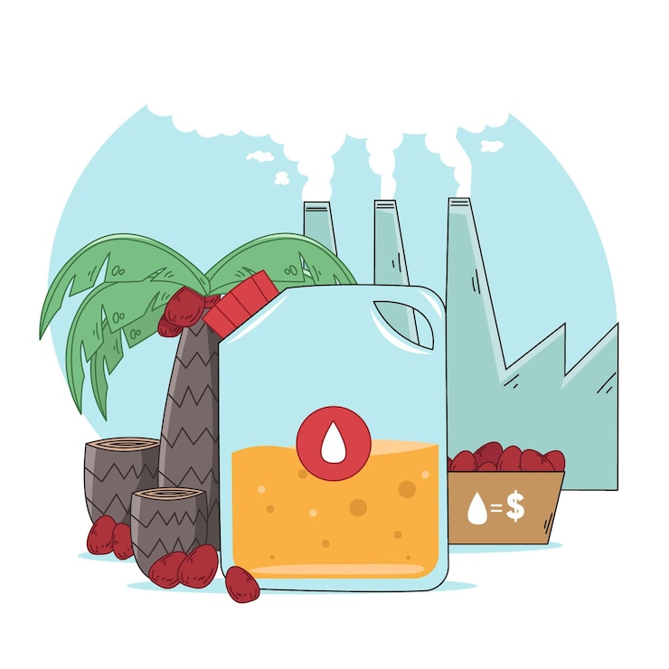 Free Vector hand drawn palm oil producing industry concept