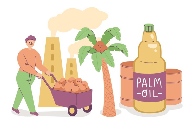 Free Vector hand-drawn palm oil producing industry illustration