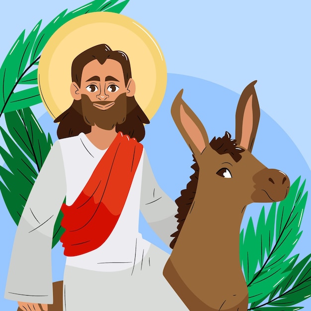 Рисованная иллюстрация вербного воскресенья