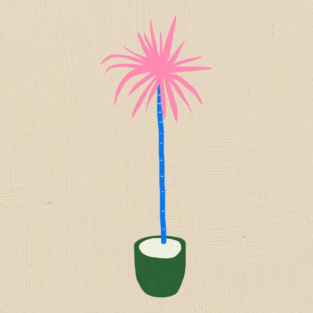 Бесплатное векторное изображение Ручной обращается пальма вектор домашнего декора в красочном плоском графическом стиле