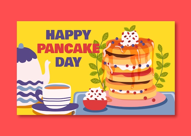 Banner orizzontale di giorno del pancake disegnato a mano