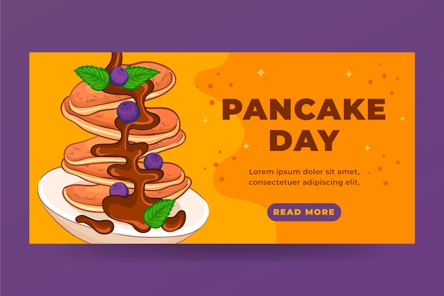 Hand drawn pancake day horizontal banner