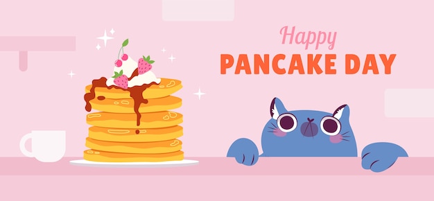 Hand drawn pancake day horizontal banner