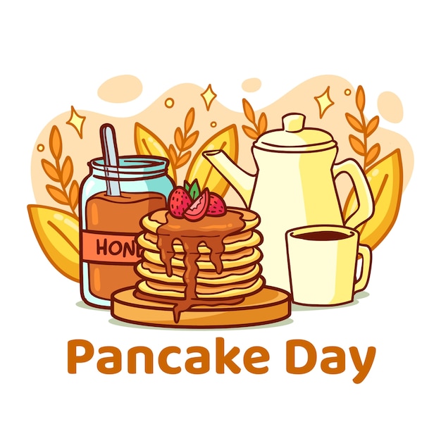 Vettore gratuito illustrazione disegnata a mano del giorno del pancake