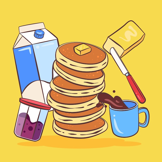 Vettore gratuito illustrazione disegnata a mano del giorno del pancake