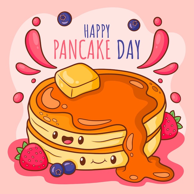 Vettore gratuito illustrazione disegnata a mano del giorno dei pancake